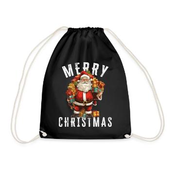 Père Noël - Noël - Motif de Noël - Sac de sport léger - noir - Devant