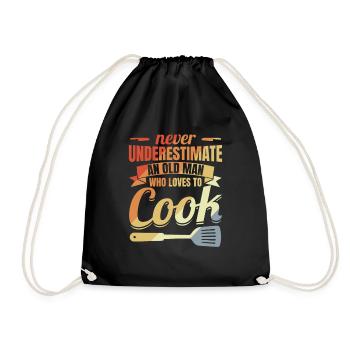 Never underestimate an old chef - Drawstring Bag - black - Front
