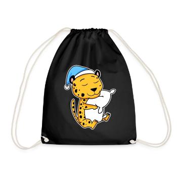 Cheetah with pillow and nightcap - Drawstring Bag - black - Front