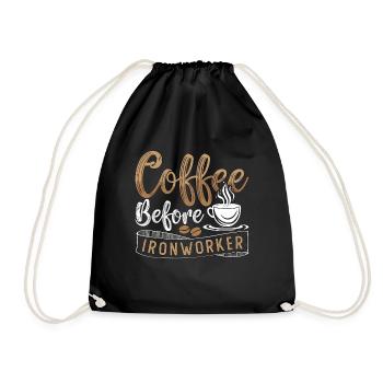 Ironworker Coffee Before Ironwork Coffee Lover - Drawstring Bag - black - Front