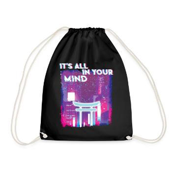 80's Retro Japan Vaporwave Aesthetic - Drawstring Bag - black - Front