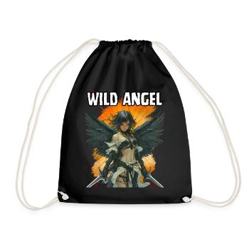 Wild Angel, Beautiful, Fun, Cool, Angel, Adventure, - Drawstring Bag - black - Front