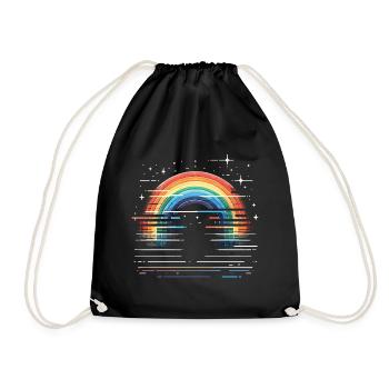 Regenbogen Stern Glitzer - Turnbeutel - Schwarz - Vorne