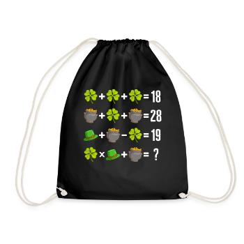 Mathe-Shirt, Mathe-Reihenfolge Vier Blatt - Turnbeutel - Schwarz - Vorne