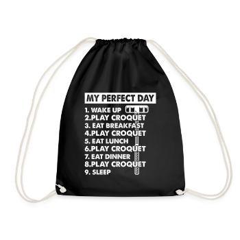 Croquet My Perfect Day Croquet Day Plan Croquet - Turnbeutel - Schwarz - Vorne