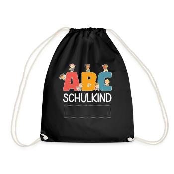 ABC Schulkind Personalisierbar Einschulung Schule - Turnbeutel - Schwarz - Vorne
