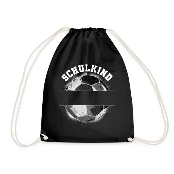 Fußball Personalisierbar Name Schulkind Schule - Turnbeutel - Schwarz - Vorne