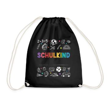 Schulkind Personalisierbar Name Schule Geschenk - Turnbeutel - Schwarz - Vorne