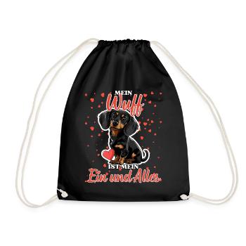 Mein Wuff ist mein Ein und Alles - Dackel Liebe - Turnbeutel - Schwarz - Vorne