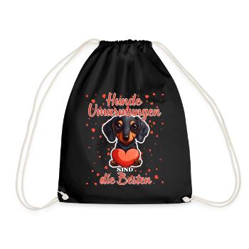 Hunde Umarmungen sind die Besten - Dackel Liebe - Turnbeutel - Schwarz - Vorne