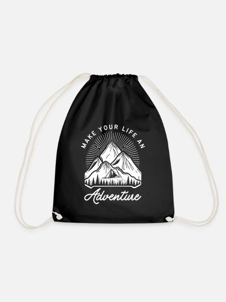 Outdoors and Nature Make Your Life an Adventure - Drawstring Bag - black