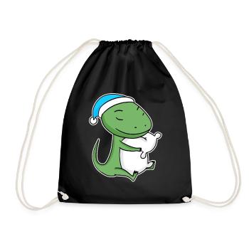Lézard avec oreiller et bonnet somnolent - Sac de sport léger - noir - Devant