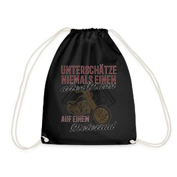 Lustiger Motorrad Spruch alter Mann Vintage - Turnbeutel - Schwarz - Vorne