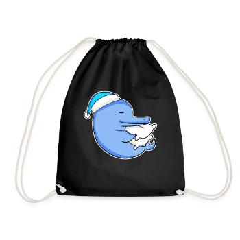Dauphin avec oreiller et bonnet de nuit - Sac de sport léger - noir - Devant