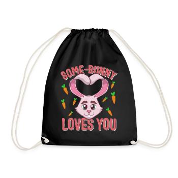 Valentinstags-Shirt, Manche lieben dich Hase lang - Turnbeutel - Schwarz - Vorne
