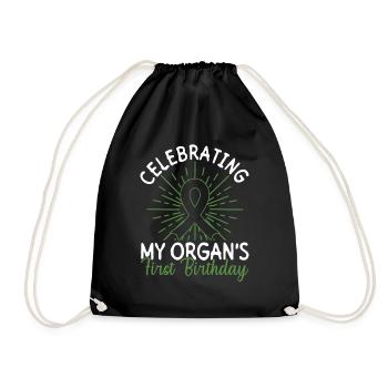 Organ 1 Jahr Transplantation Organspende - Turnbeutel - Schwarz - Vorne