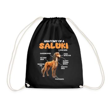 Dog Explanation Anatomy of a Saluki - Drawstring Bag - black - Front