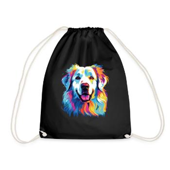Aquarelle coloré chien de montagne des Pyrénées - Sac de sport léger - noir - Devant