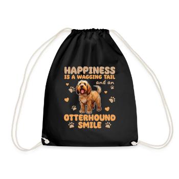 Happiness Is A Wagging Tail And An Otterhound - Drawstring Bag - black - Front