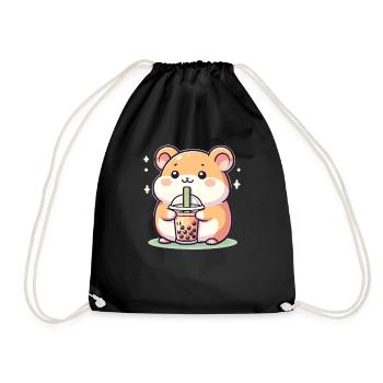 Kawaii Hamster Bubble Tea Boba Hamster - Turnbeutel - Schwarz - Vorne