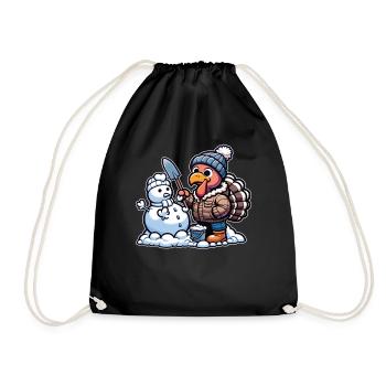 Une petite dinde construit un bonhomme de neige pour Thanksgiving - Sac de sport léger - noir - Devant