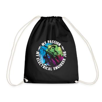 Electrical Engineer My Passion My Engineer Lineman - Drawstring Bag - black - Front