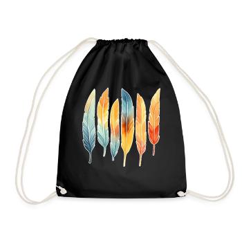 Colorful Boho Feathers Native American Bohemian Ae - Turnbeutel - Schwarz - Vorne