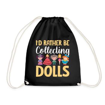 Collectible Doll Porcelain Doll Antique - Drawstring Bag - black - Front