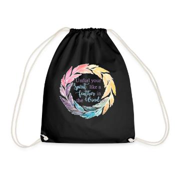 Unfurl Your Spirit Like A Feather In The Wind Boho - Turnbeutel - Schwarz - Vorne