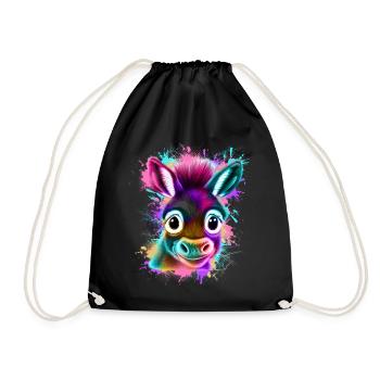 Donkey Graffiti Colorful - Drawstring Bag - black - Front