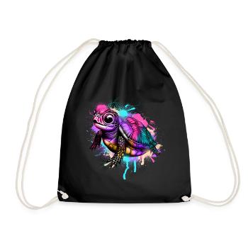 Turtle Graffiti Colorful - Drawstring Bag - black - Front