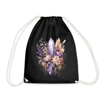 Magic Watercolor Crystal Witchy Amethyst Floral Bo - Turnbeutel - Schwarz - Vorne