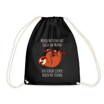 Ich schlaf weiter - Faultier Schlafshirt Damen - Turnbeutel - Schwarz - Vorne