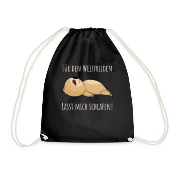Lasst mich schlafen - Faultier Schlafshirt Damen - Turnbeutel - Schwarz - Vorne