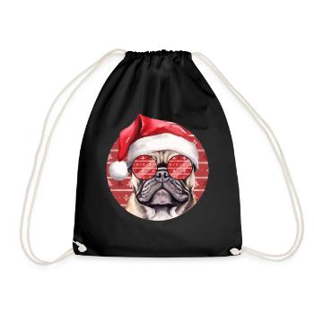Pug With Glasses Christmas Holiday Season Dog Love - Turnbeutel - Schwarz - Vorne