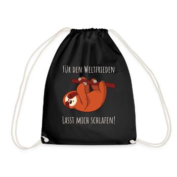 Lasst mich schlafen - Faultier Schlafshirt Damen - Turnbeutel - Schwarz - Vorne
