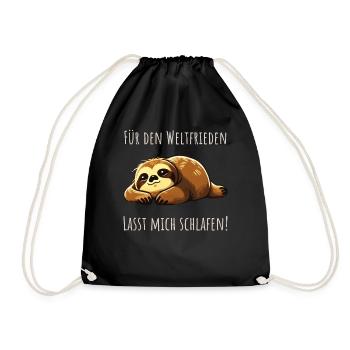 Lasst mich schlafen - Faultier Schlafshirt Damen - Turnbeutel - Schwarz - Vorne