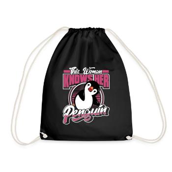 This Woman Knows Her Penguin Seevogel - Turnbeutel - Schwarz - Vorne