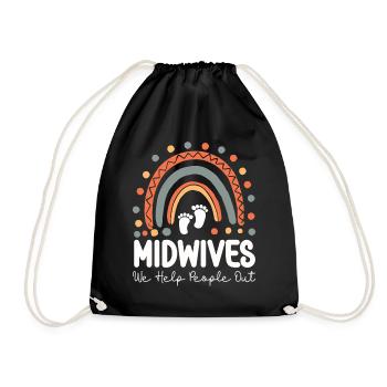 Nurse Midwife Birth Worker Pun - Drawstring Bag - black - Front