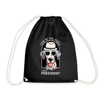 Dalmatian US Dog Patriotic Wants New US president - Drawstring Bag - black - Front