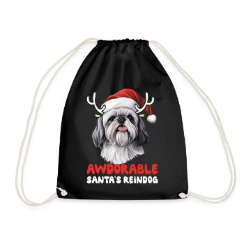 Awdorable Santa's Reindog Shih Tzu Dog Christmas R - Turnbeutel - Schwarz - Vorne