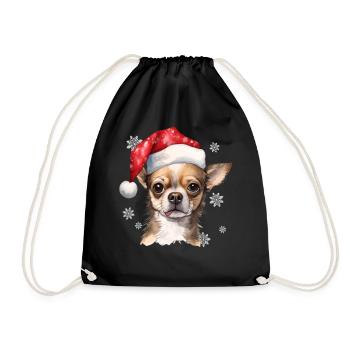 Cute Chihuahua In Santa Hat Pets Christmas Winter - Turnbeutel - Schwarz - Vorne
