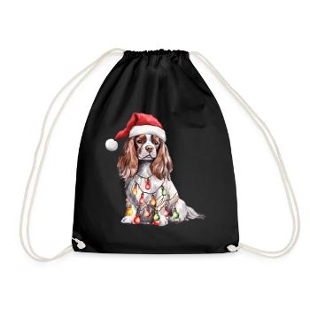 Cavalier King Charles Spaniel Dog Santa Hat Christ - Turnbeutel - Schwarz - Vorne