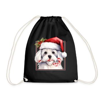 Cute Maltese Dog Christmas Candy Cane Pets Xmas Ho - Turnbeutel - Schwarz - Vorne