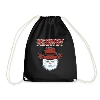 Meowdy Kätzchen Hauskatze Miezekatze - Turnbeutel - Schwarz - Vorne