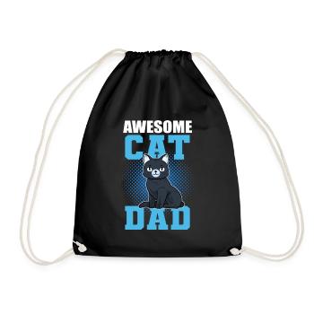 Awesome Cat Dad Kätzchen Hauskatze Miezekatze - Turnbeutel - Schwarz - Vorne