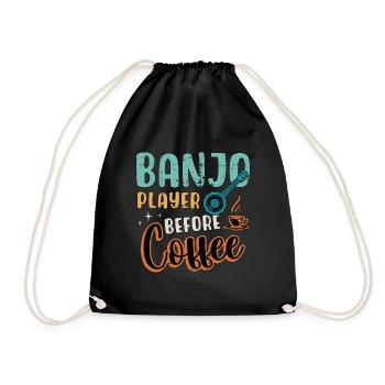 Banjo Player Before Coffee Folk Music Coffee Lover - Turnbeutel - Schwarz - Vorne