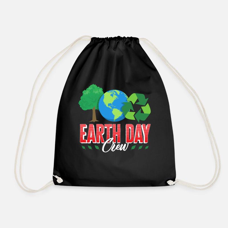 Earth Shirt, Earth Day Crew Tee, Gift For Earth - Drawstring Bag - black