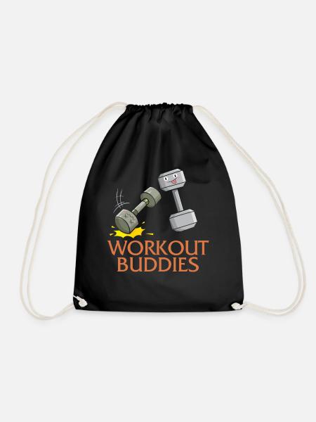 Gym Shirt, Workout Buddies Hanteln mit Gesicht - Turnbeutel - Schwarz
