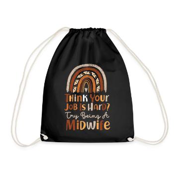 Nurse Midwife Birth Worker Think - Turnbeutel - Schwarz - Vorne